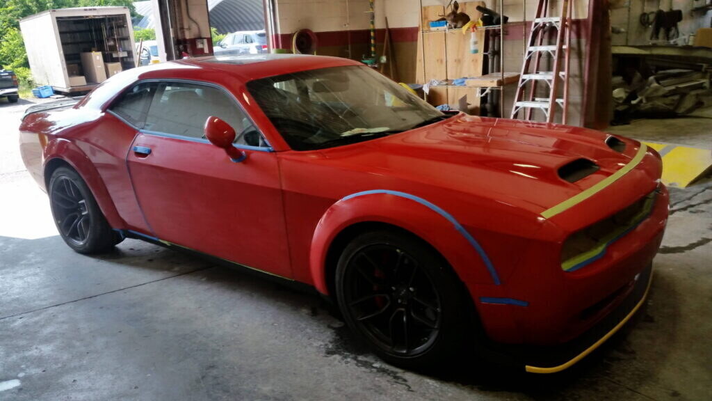 Before view 1 of Red Dodge Charger detailing job in Alexandria, VA